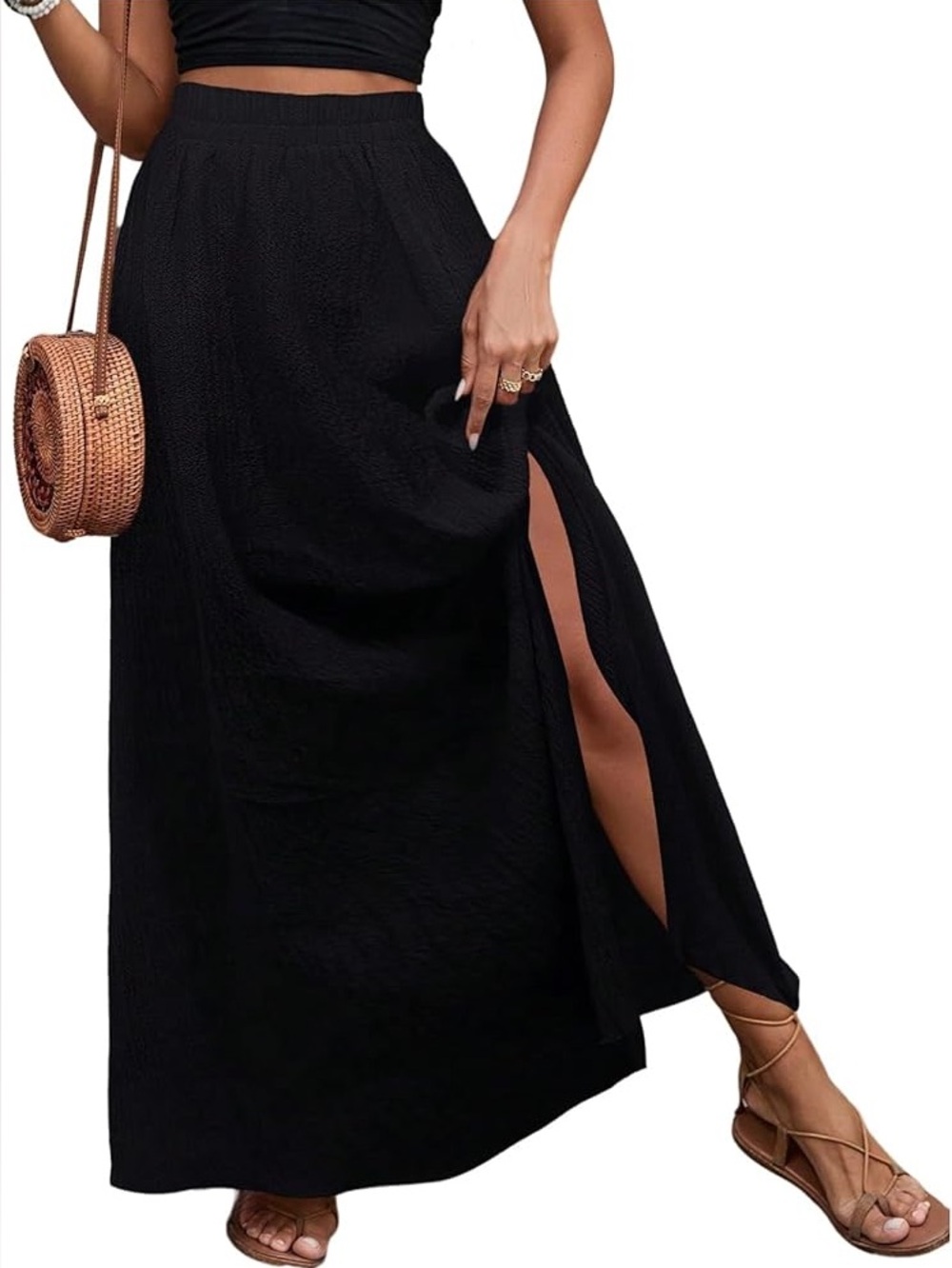 Charlotte Russe Black Maxi Skirt with slit on one side - size s